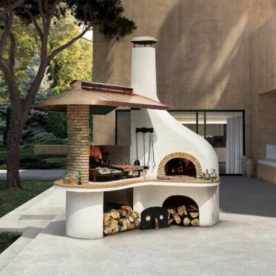 Vulcano - Barbecue a legna da esterno con forno pizza