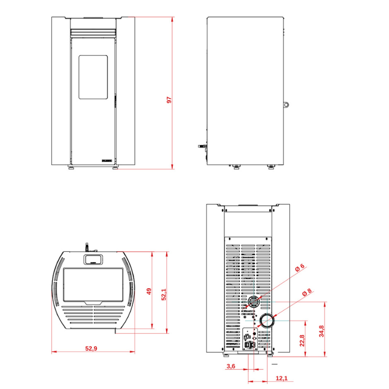 Stufa a pellet palazzetti ecofire Flo TC 9 kW - immagine 2
