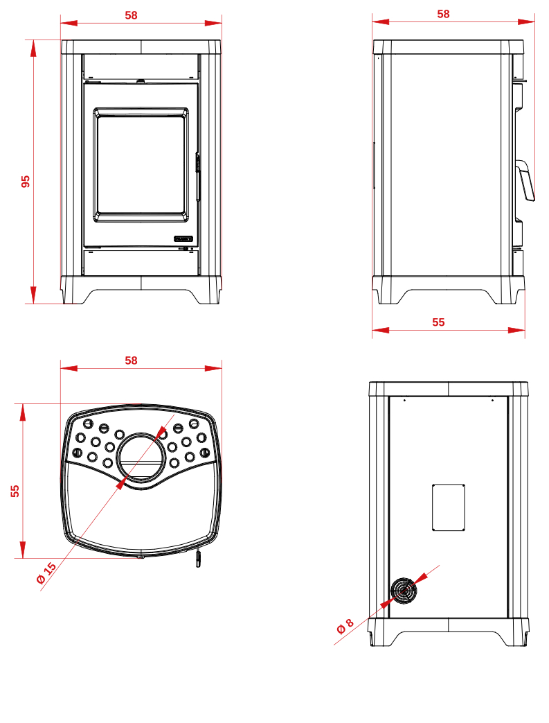 Charlotte: Stufa a Legna Moderna 10Kw - immagine 2