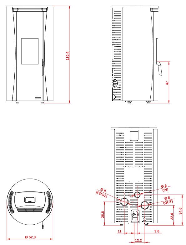 Stufa a Pellet Ermetica Rotonda Vivi 9 (9 kW) - immagine 5